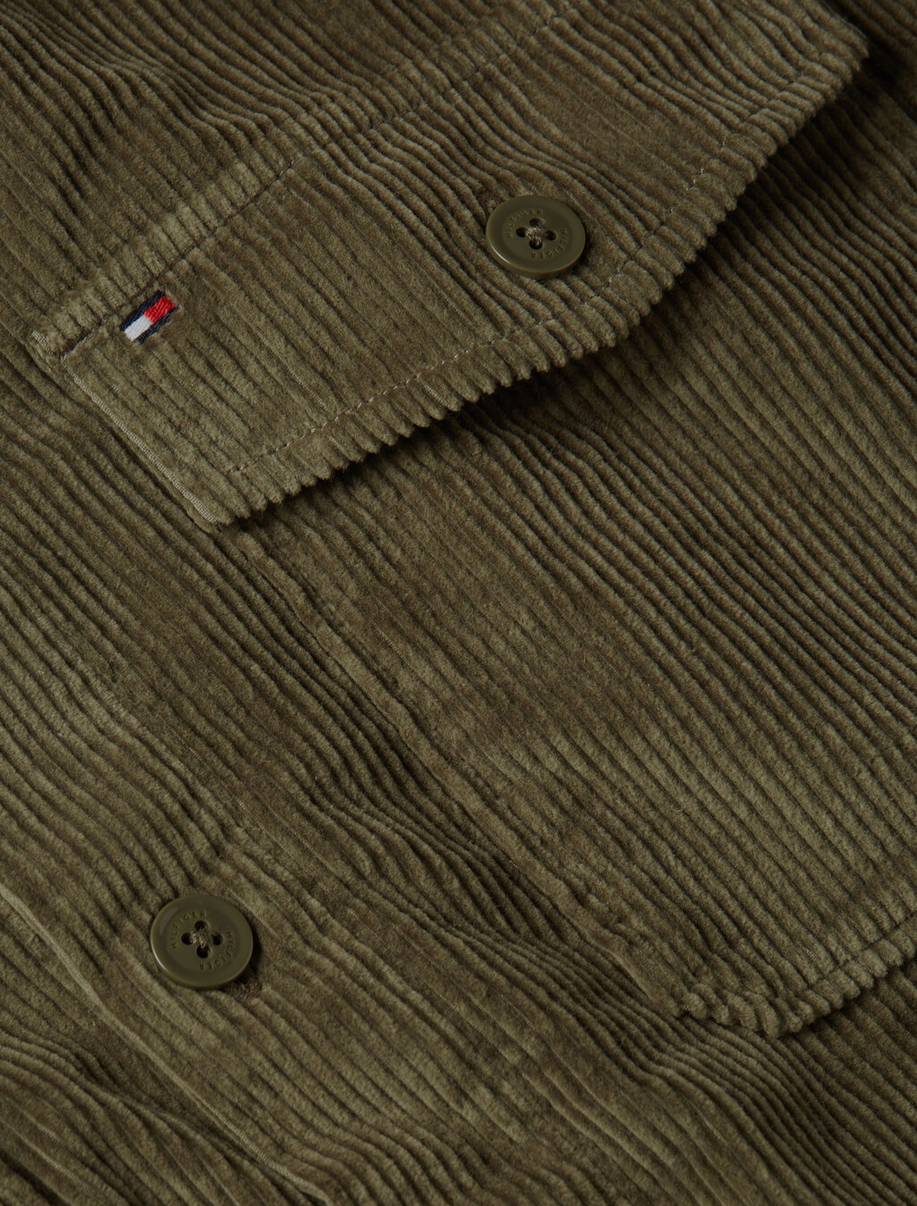 刺繡寬鬆燈芯絨襯衫式外套, Army Green, hi-res