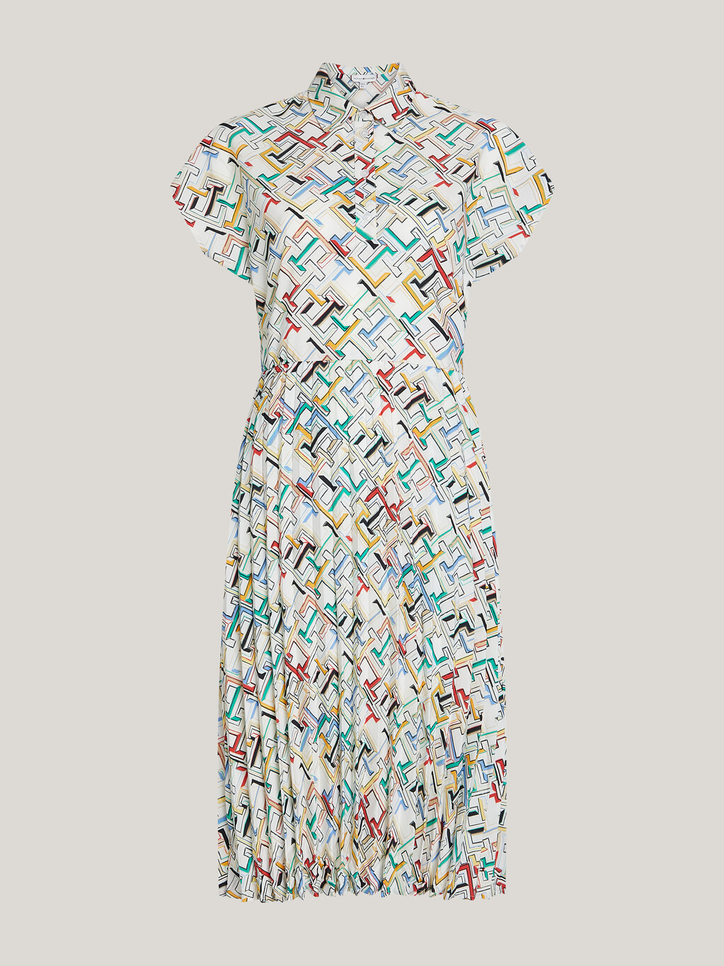 Monogram Pleated Polo Dress, Th Multi Monogram/ Calico, hi-res