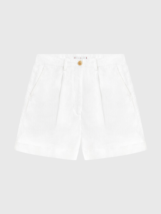 Pleated Relaxed Twill Shorts