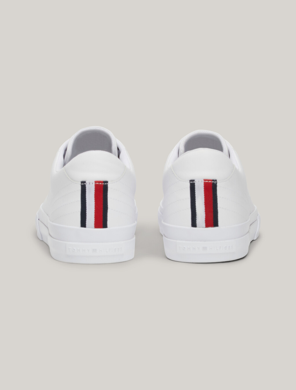 TH Monogram Embossed Leather Trainers, White, hi-res