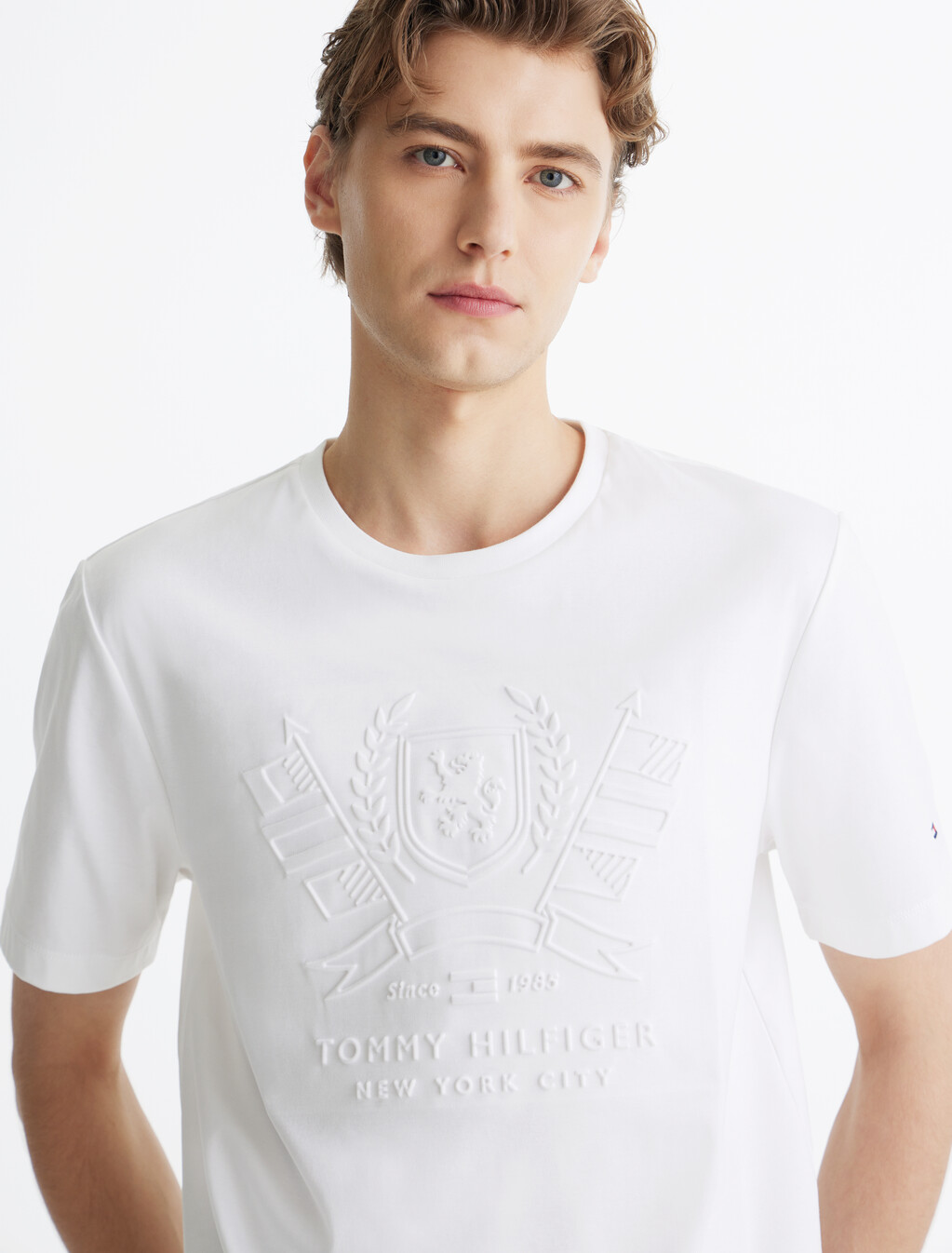 Embossed Icon Graphic T-Shirt, White, hi-res