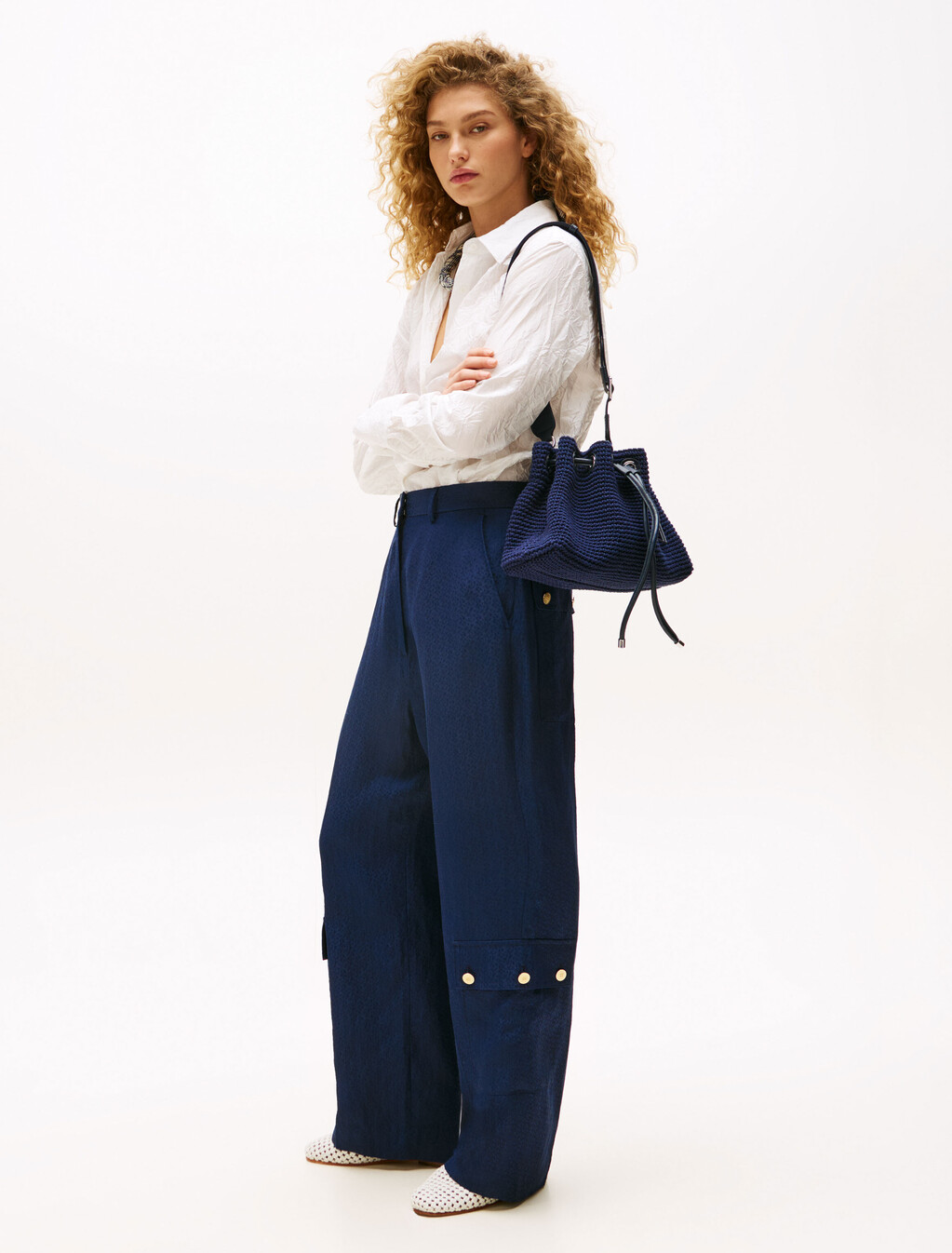 The Runway Collection Linen Blend Cargo Trousers, Dark Night Navy, hi-res
