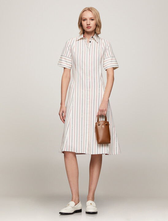 Asia Fit Logo Stripe Shirt Dress