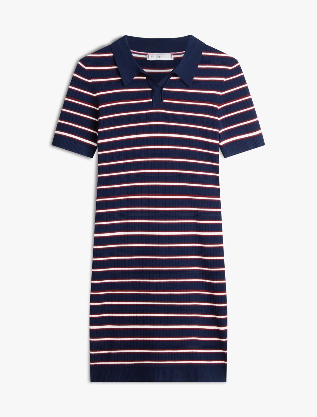 Asia Fit Knitted Fit & Flare Polo Dress, Preppy Stripe Dark Night Navy, hi-res