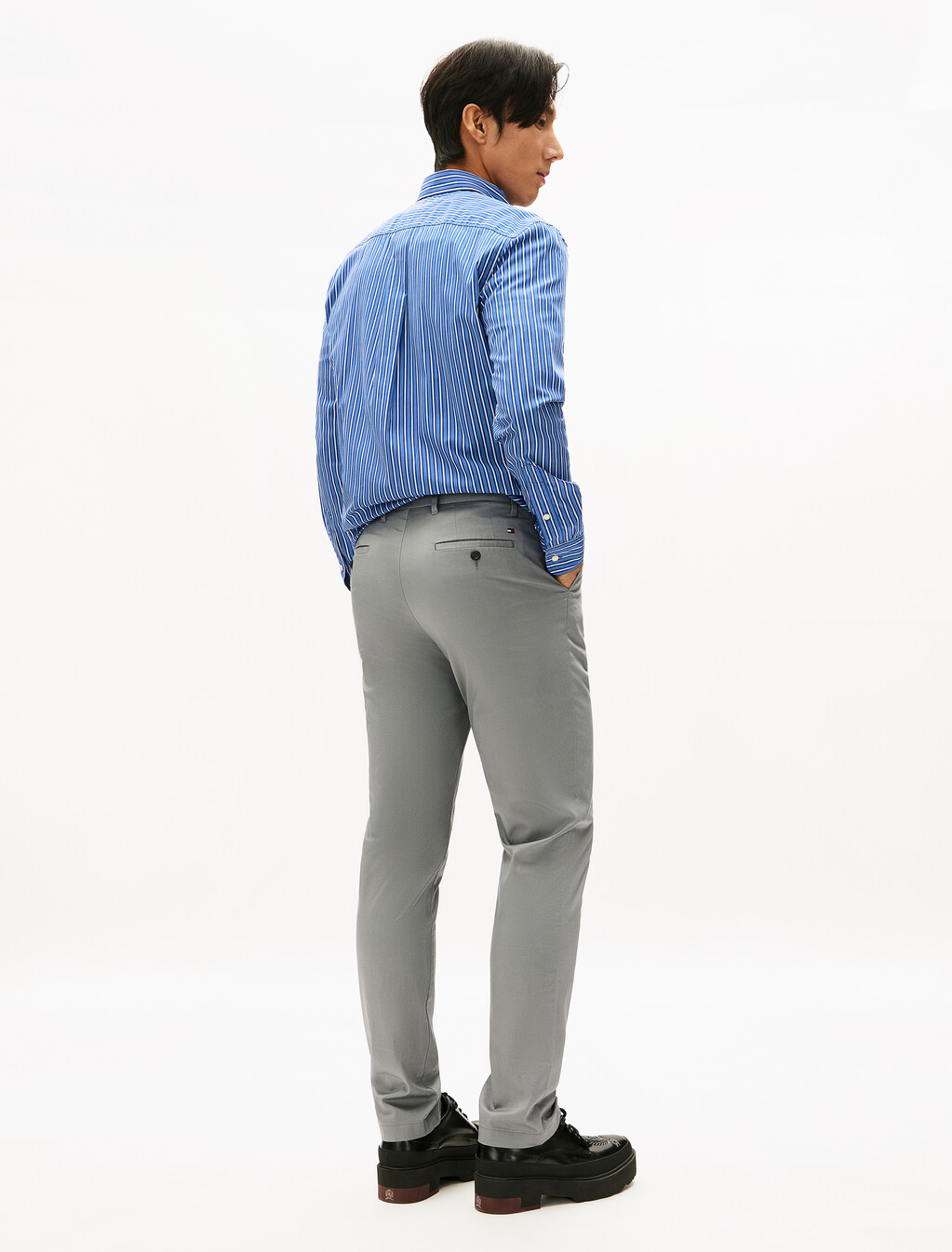 Cotton Satin Denton Woven Pants, Hydrogen Grey, hi-res