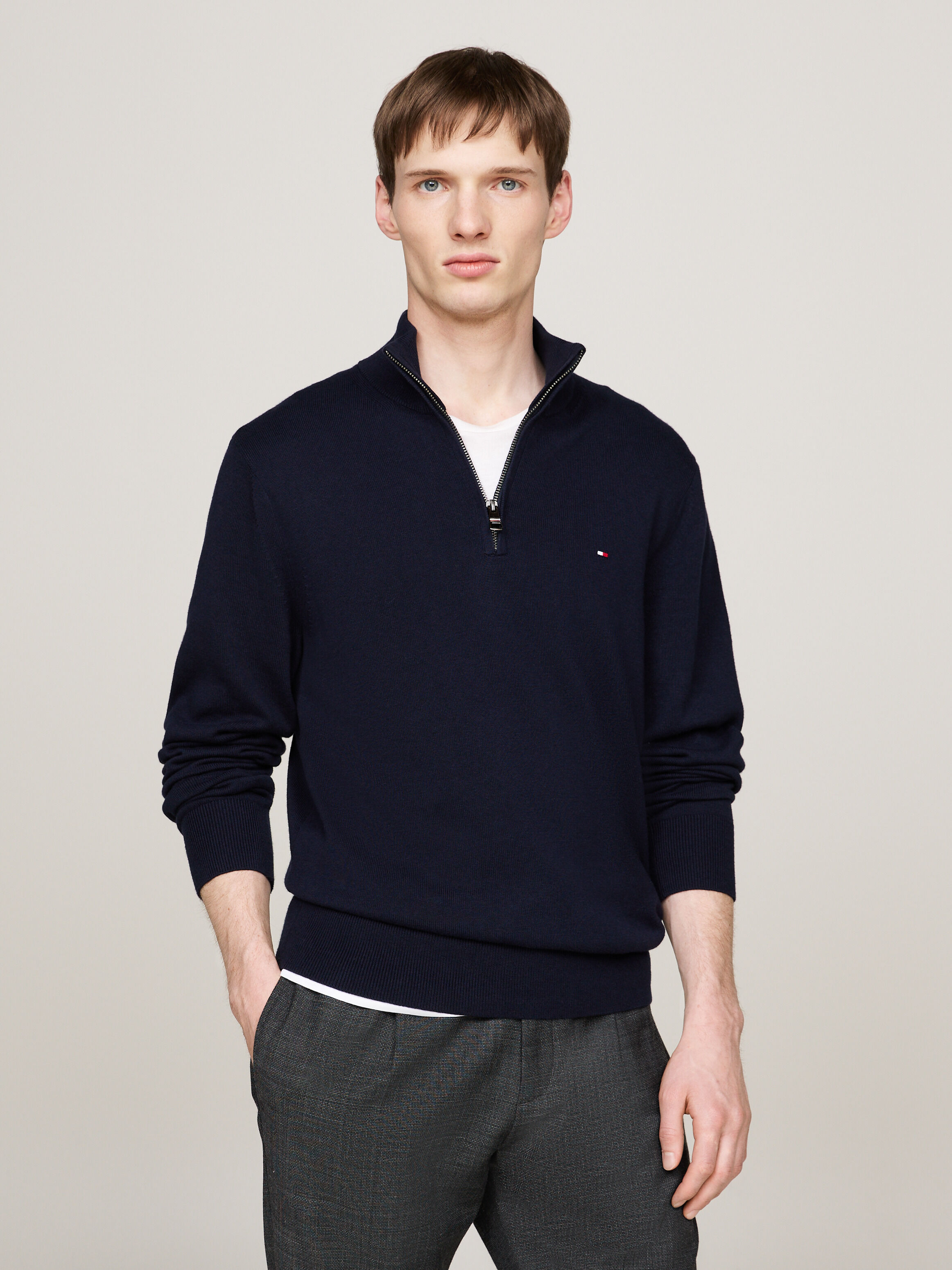 Tommy hilfiger zip neck jumper hot sale