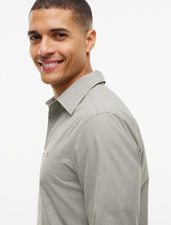 Regular Fit Houndstooth Check Shirt With Cashmere