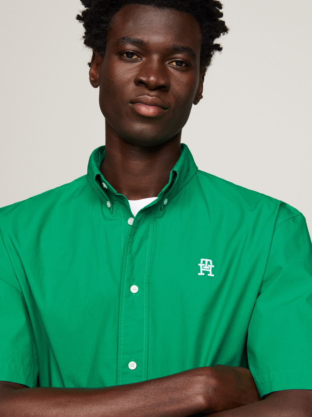 TH Monogram 常規短袖襯衫, Olympic Green, hi-res