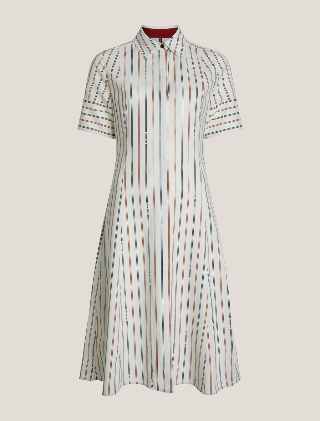Asia Fit Logo Stripe Shirt Dress, Monotype Stp/ Ancient White, hi-res