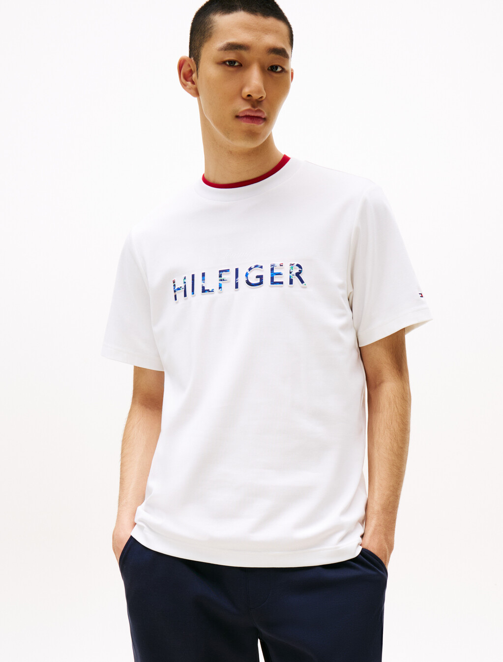Hilfiger 浮雕標誌 T 恤, White, hi-res