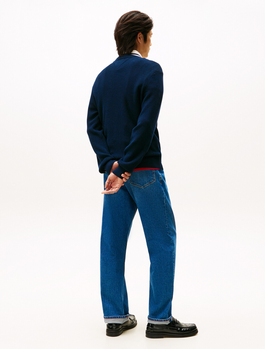 節日限定標誌提花針織上衣, Dark Night Navy, hi-res