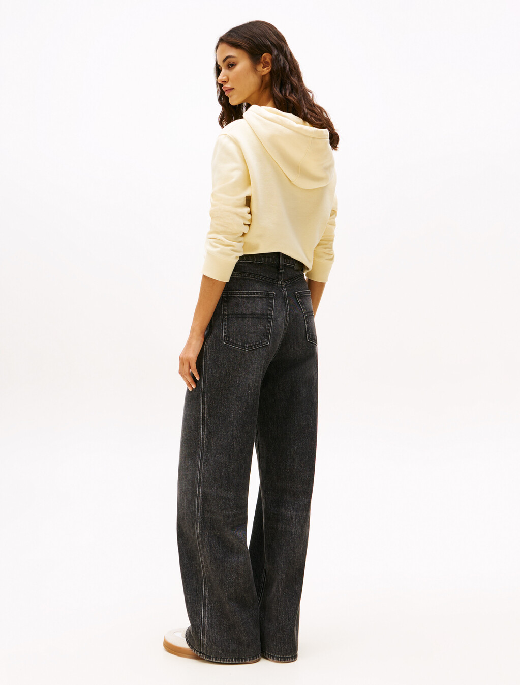 High Rise Wide Leg Black Jeans, Denim Washed Black, hi-res
