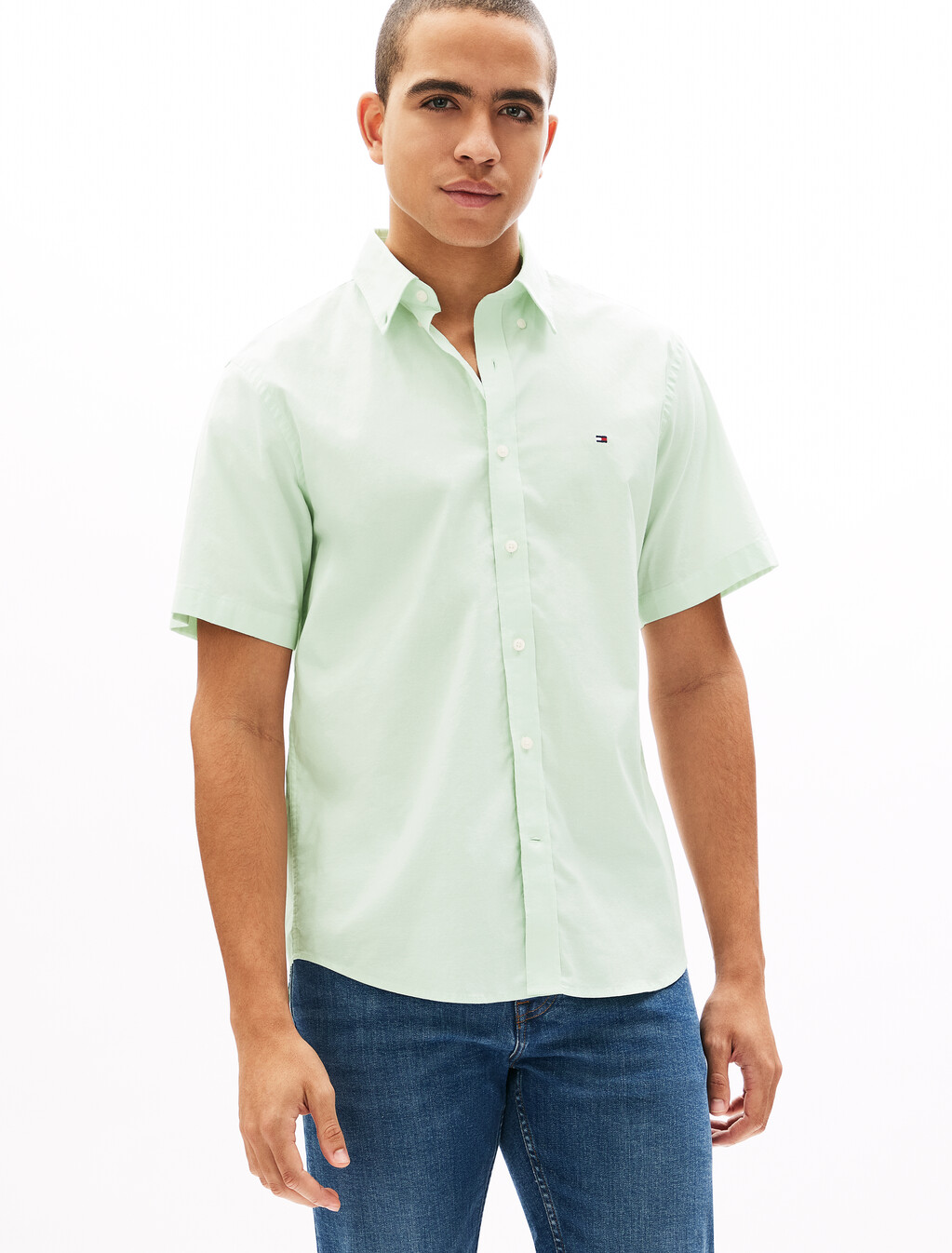 Oxford Short Sleeve Shirt, Opal Green, hi-res