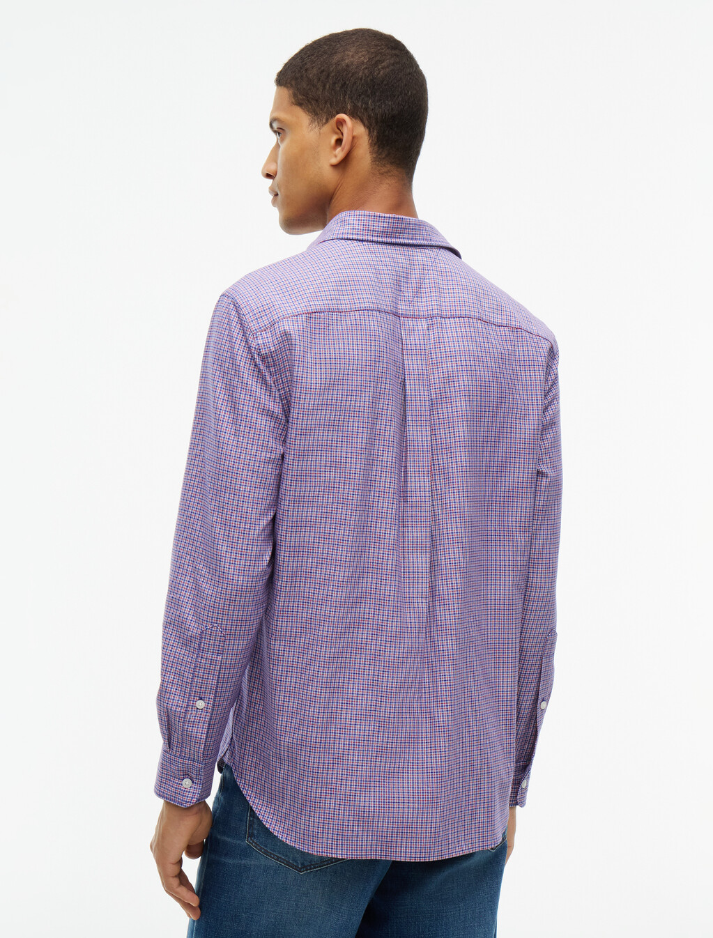 Regular Fit Micro Tartan Oxford Shirt, Medium Red / Check, hi-res