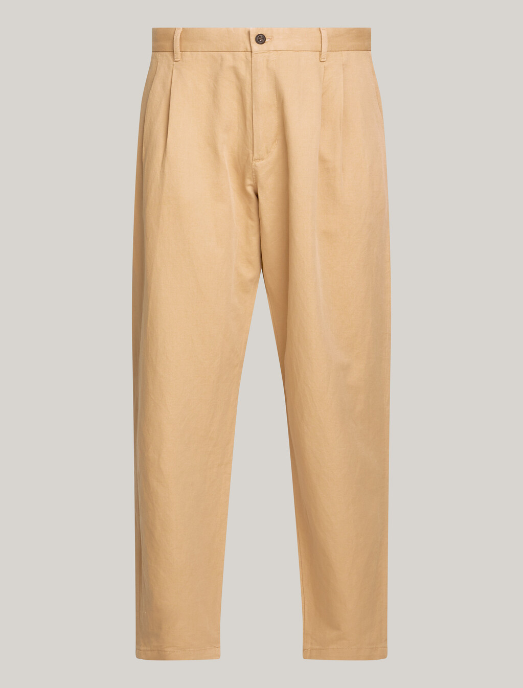 褶襉直筒斜紋棉布褲, Classic Khaki, hi-res