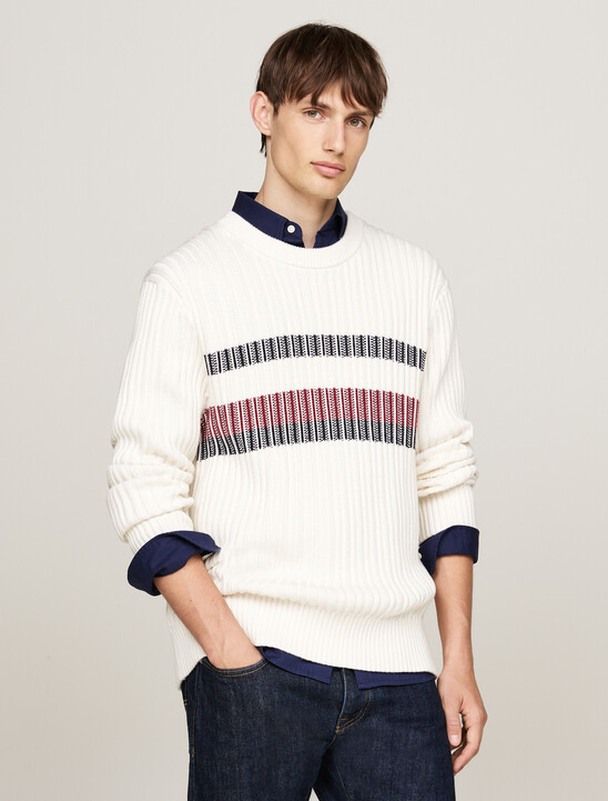 Chunky Rib-Knit Relaxed Jumper, Ivory Chunky Rib-Knit Relaxed Jumper