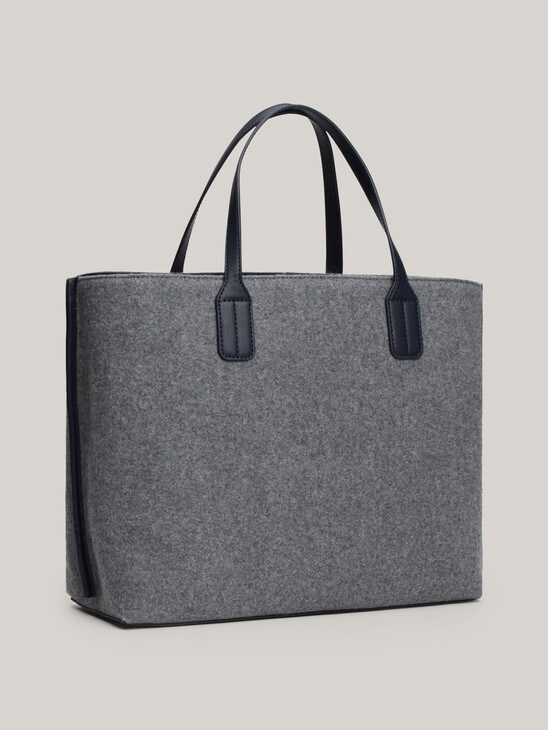 TH Monogram Wool Blend Tote