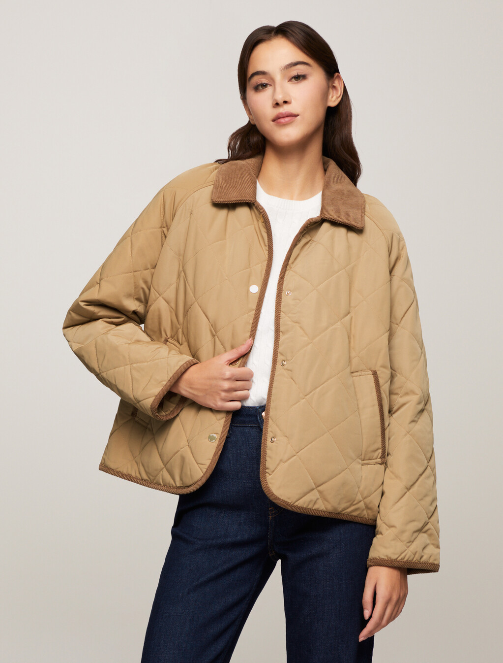 Quilted Reversible Jacket, Classic Khaki, hi-res