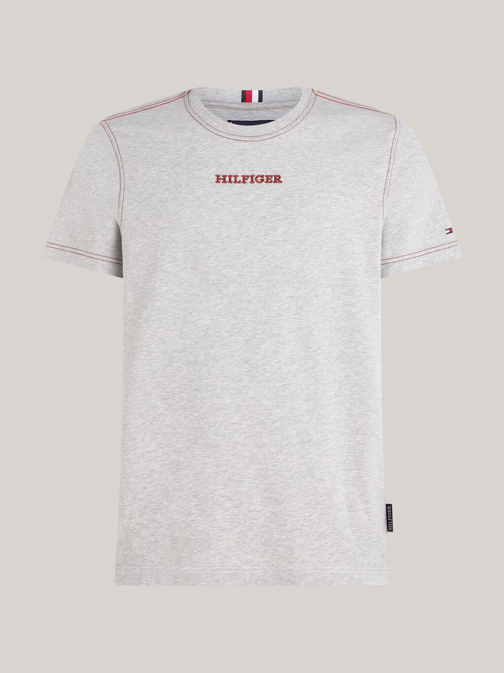 Hilfiger Monotype 標誌刺繡 T 恤, Light Grey Heather, hi-res