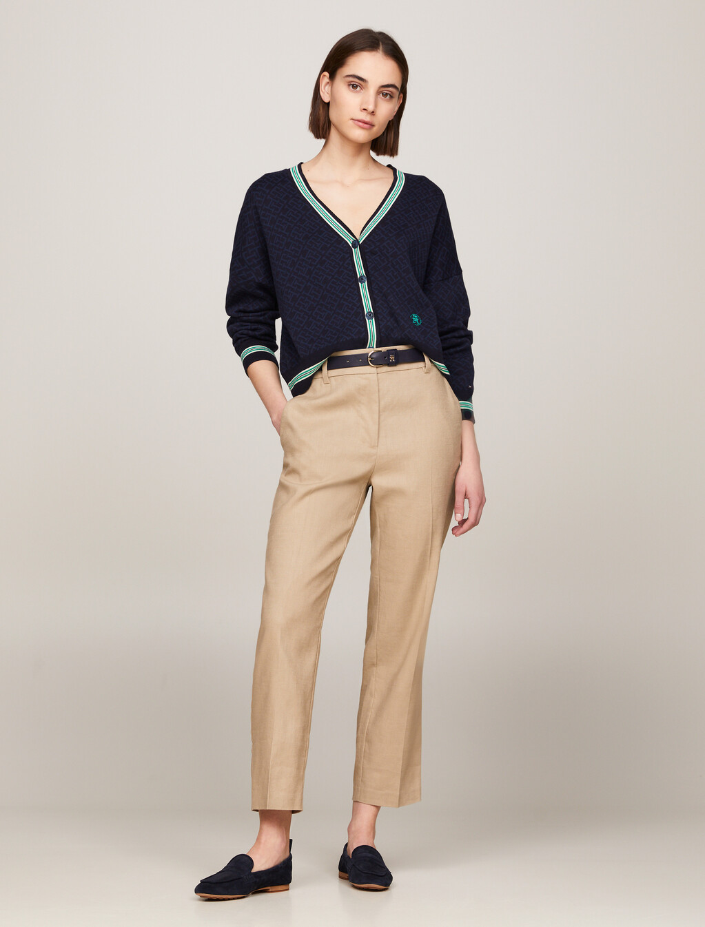 Slim Fit Straight Chinos, Beige, hi-res