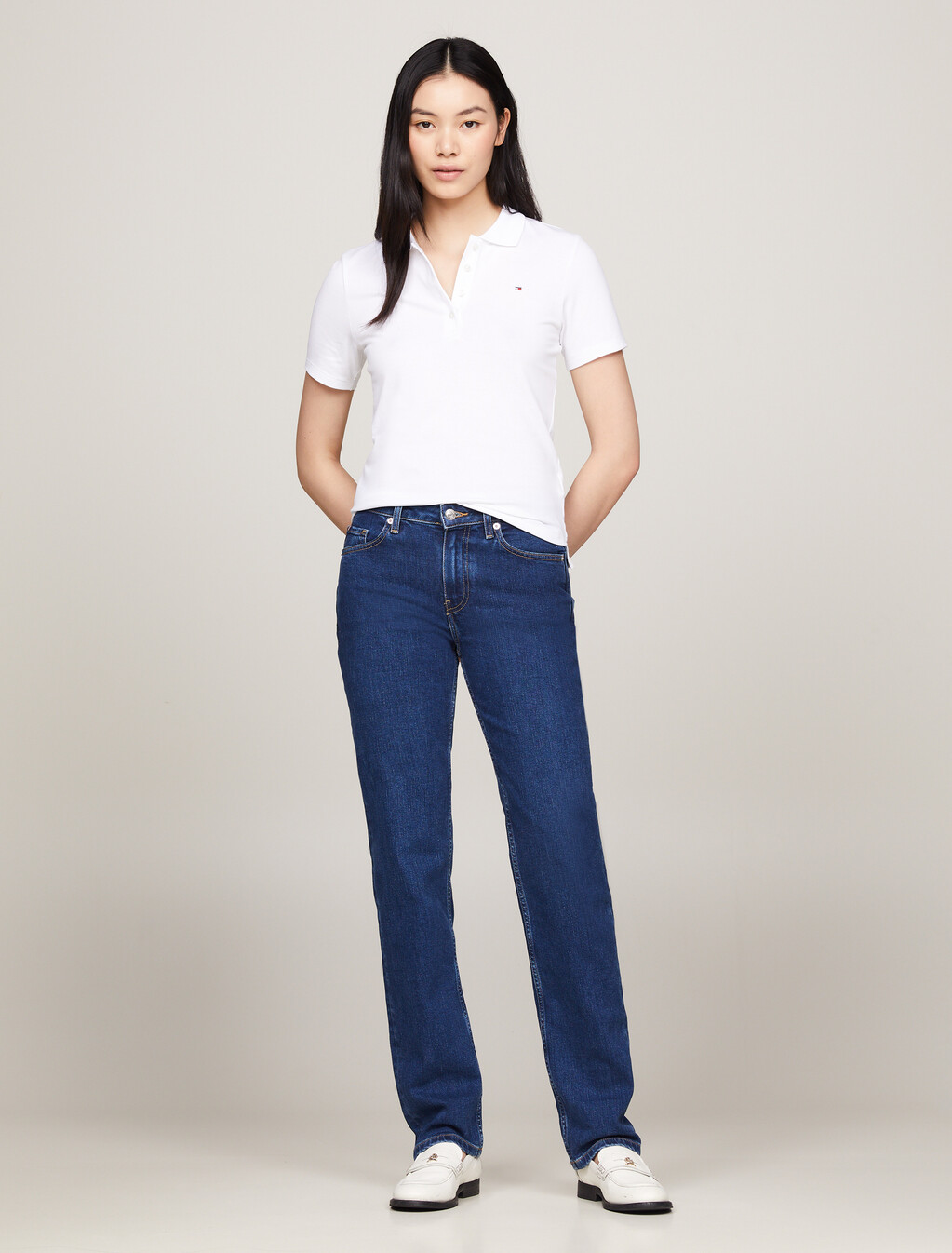 Essential 修身 Polo 衫, Th Optic White, hi-res