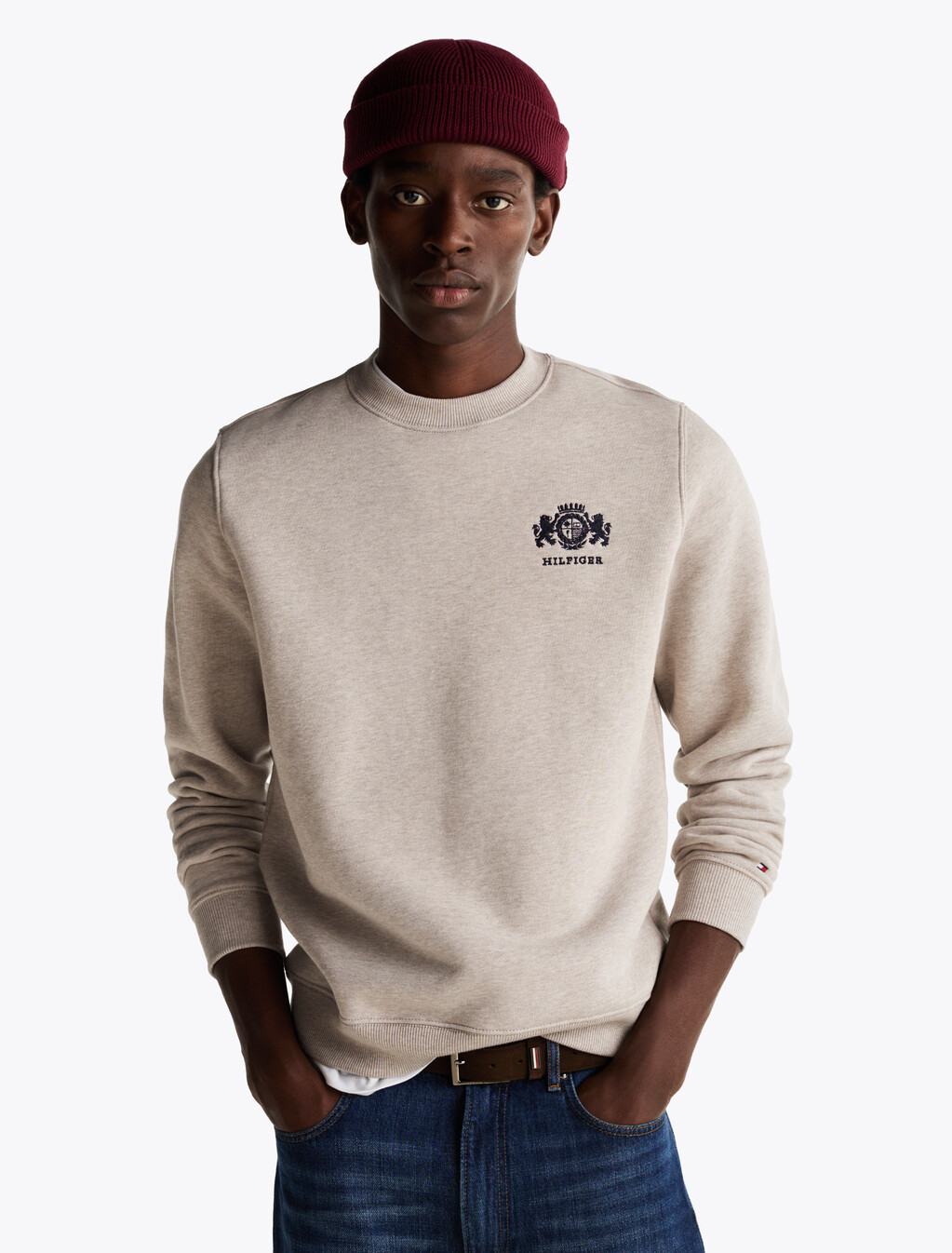 Logo Embroidery Sweatshirt, Heathered Pebble, hi-res