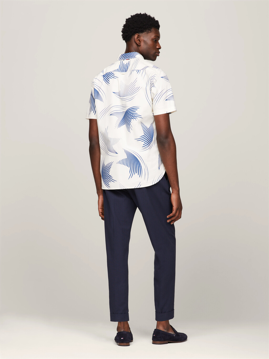 Motion Star Print Short Sleeve Regular Shirt, Calico / Anchor Blue, hi-res