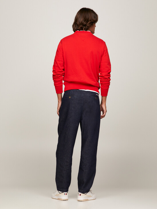 Denim Pleated Relaxed Fit Chinos