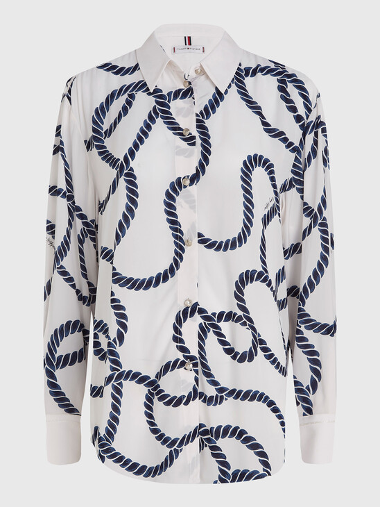 繩紋印花寬鬆版型裇衫