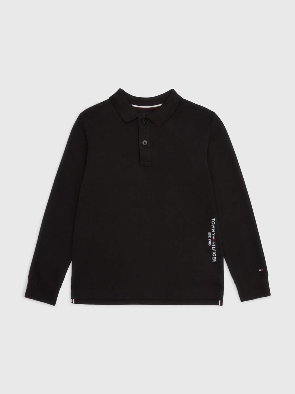 Essential Long Sleeve Regular Fit Polo, Black, hi-res