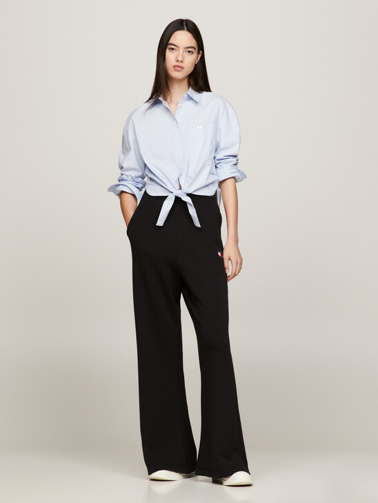 Tie Front Cropped Relaxed Fit Shirt