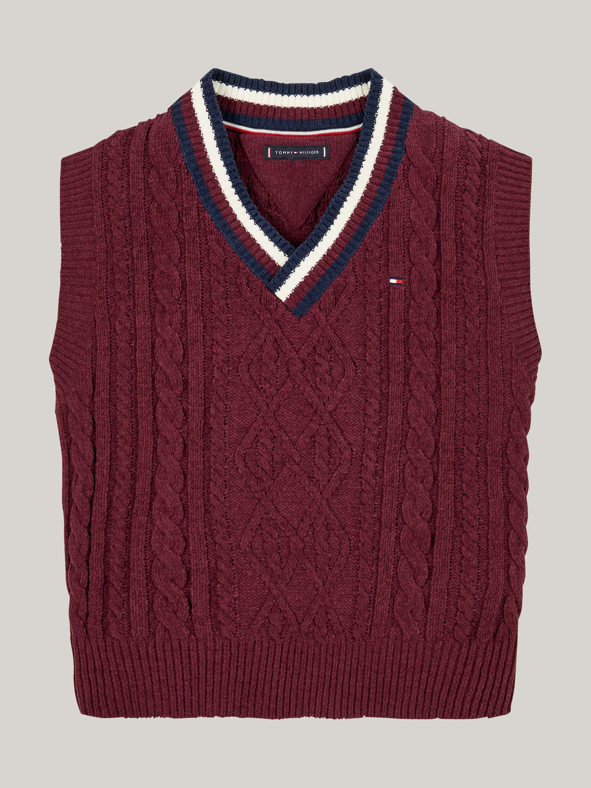 Global Stripe Chenille Cable Knit Vest purple Tommy Hilfiger