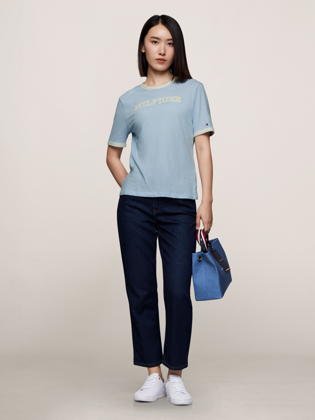 Hilfiger Monotype Flocked Logo T-Shirt, Breezy Blue, hi-res