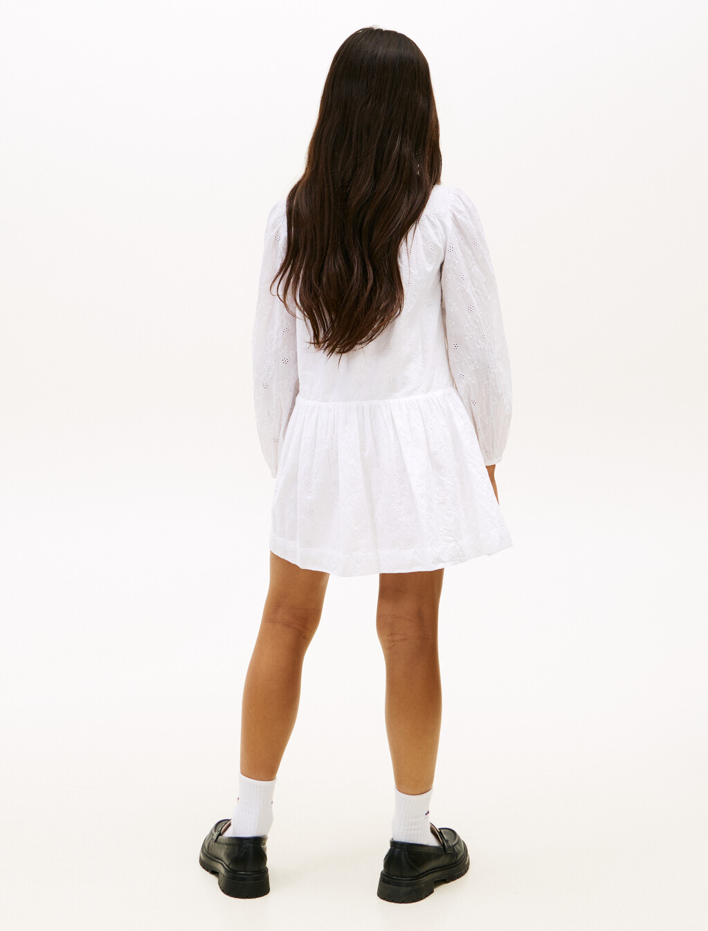Broderie Anglaise Shirt Dress, White, hi-res