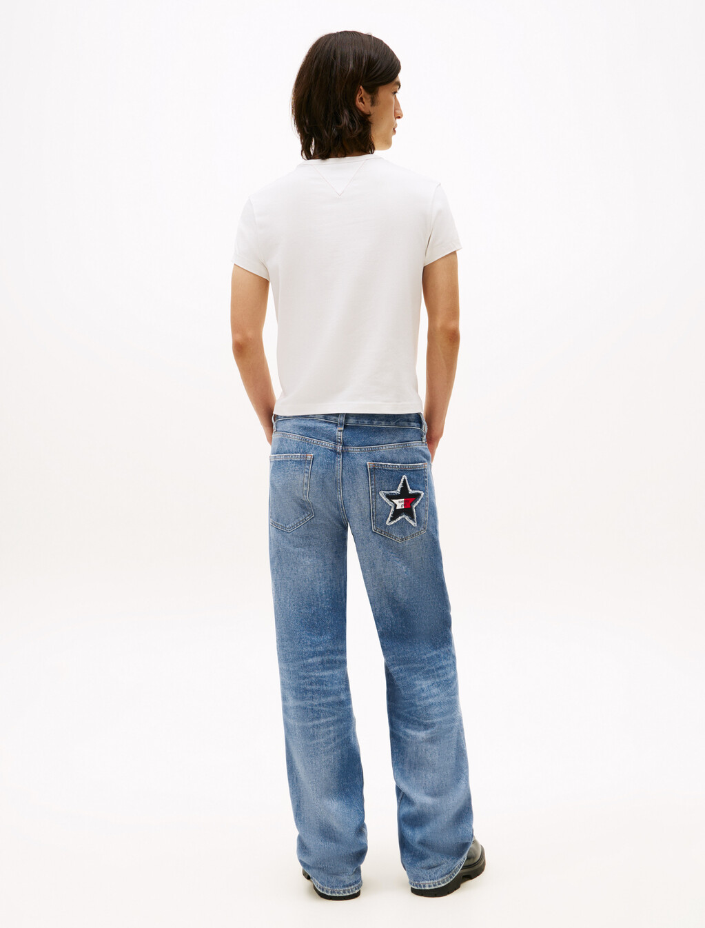 Tommy Girl 低腰寬鬆牛仔褲, Indigo Wash, hi-res