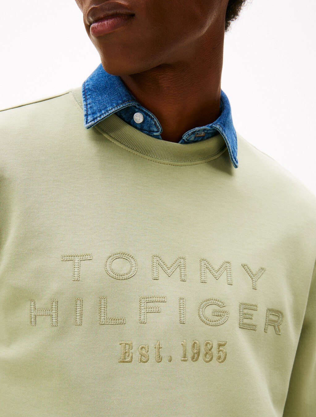 Nylon Logo Applique Sweatshirt, Earth Sage, hi-res