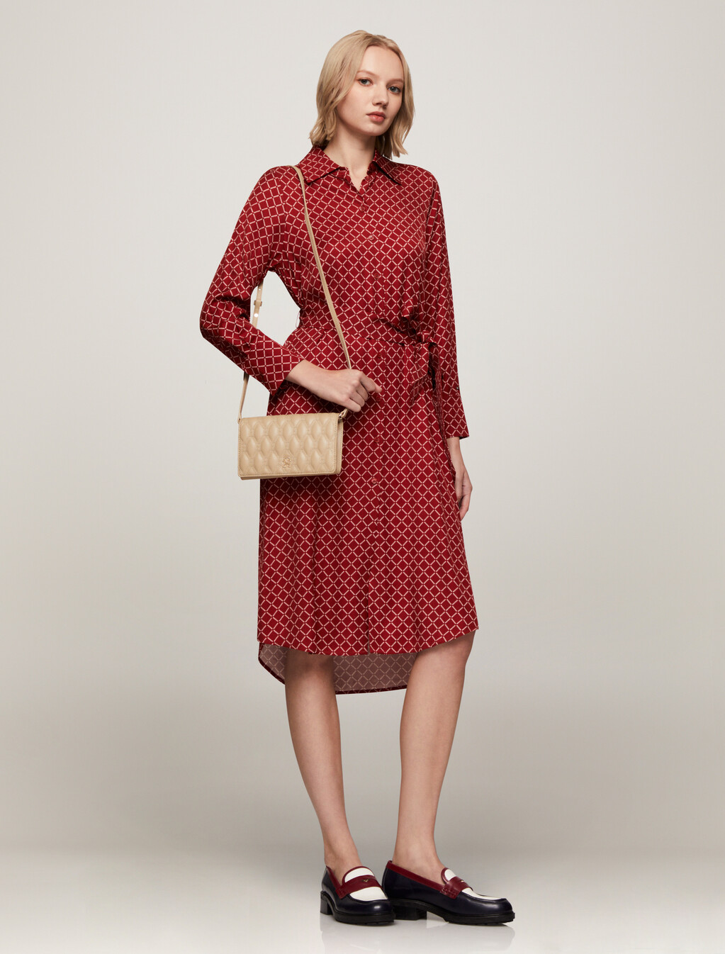 Asia Fit Viscose Print Shirt Dress, Diamond Monotype/ Dark Magma, hi-res