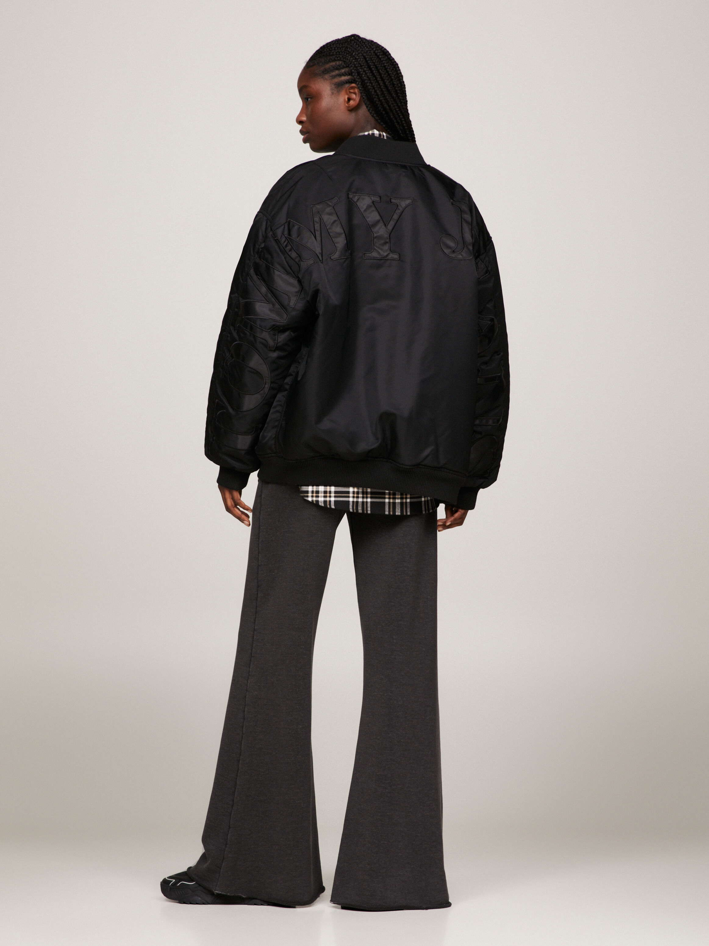Black oversized bomber jacket womens on sale