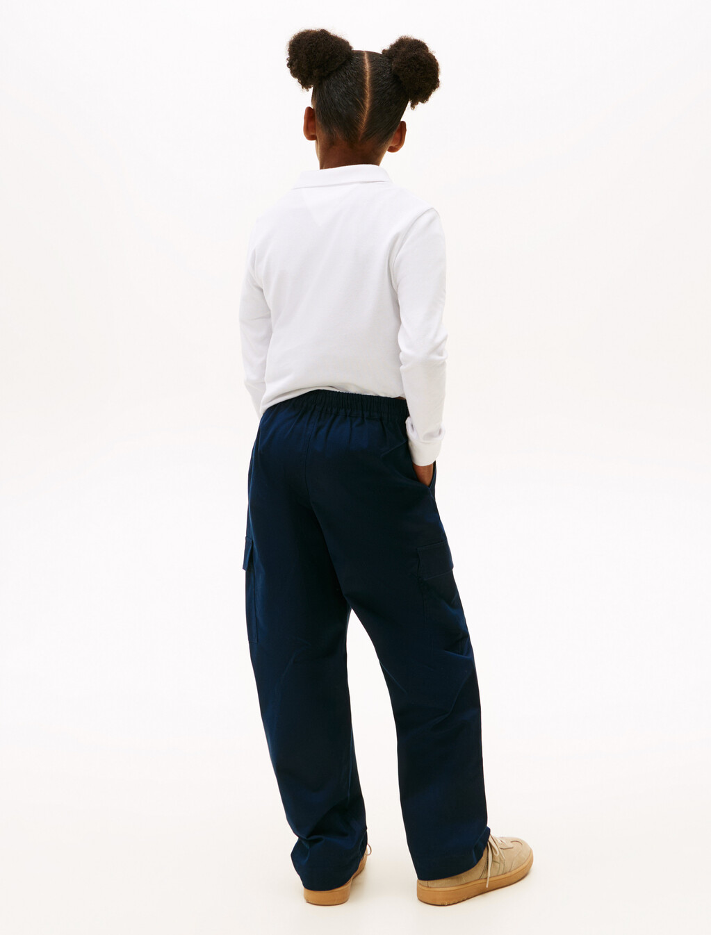 飾褶斜紋布工裝長褲, Dark Night Navy, hi-res