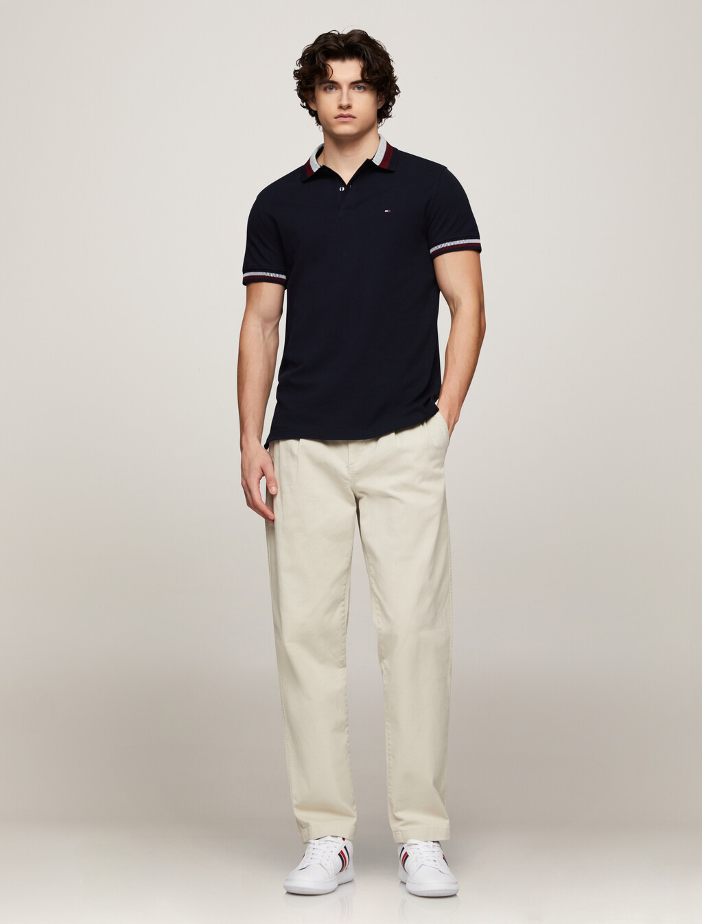 Stripe Collar Polo, Desert Sky, hi-res