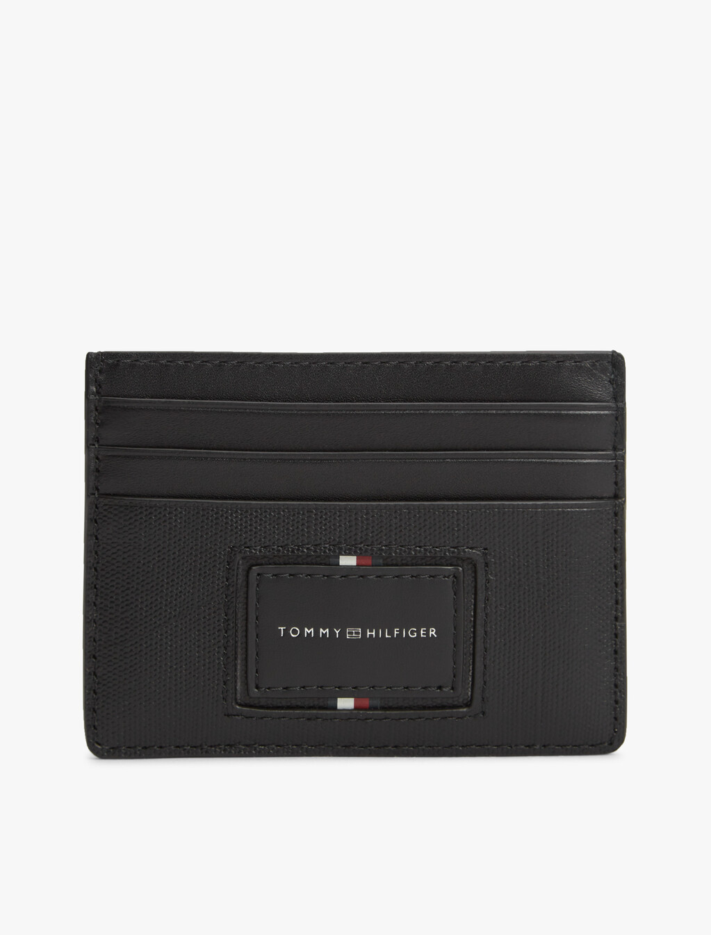 Leather Caviar Grain Card Holder, Black, hi-res