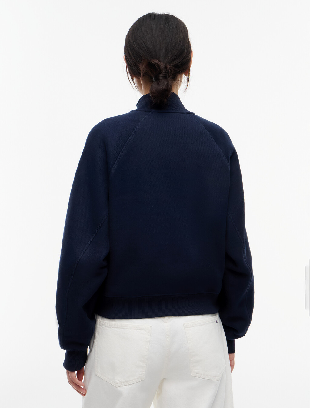 Logo Relaxed Terry Quarter-Zip Sweatshirt, Dark Blue, hi-res