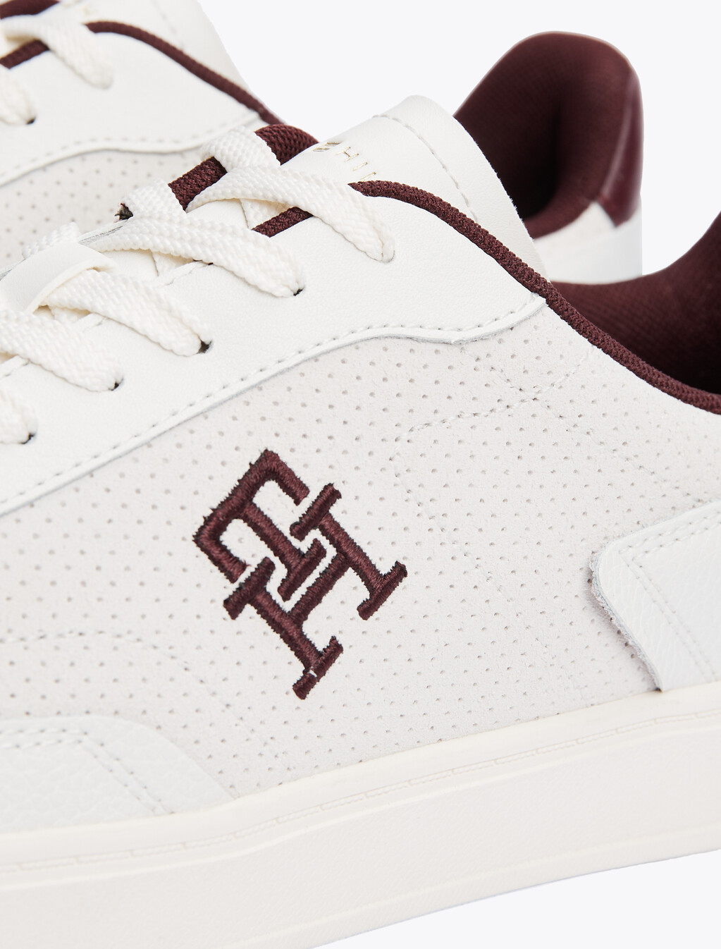 TH Monogram Colour-Blocked Trainers, White/Burgundy Velvet, hi-res
