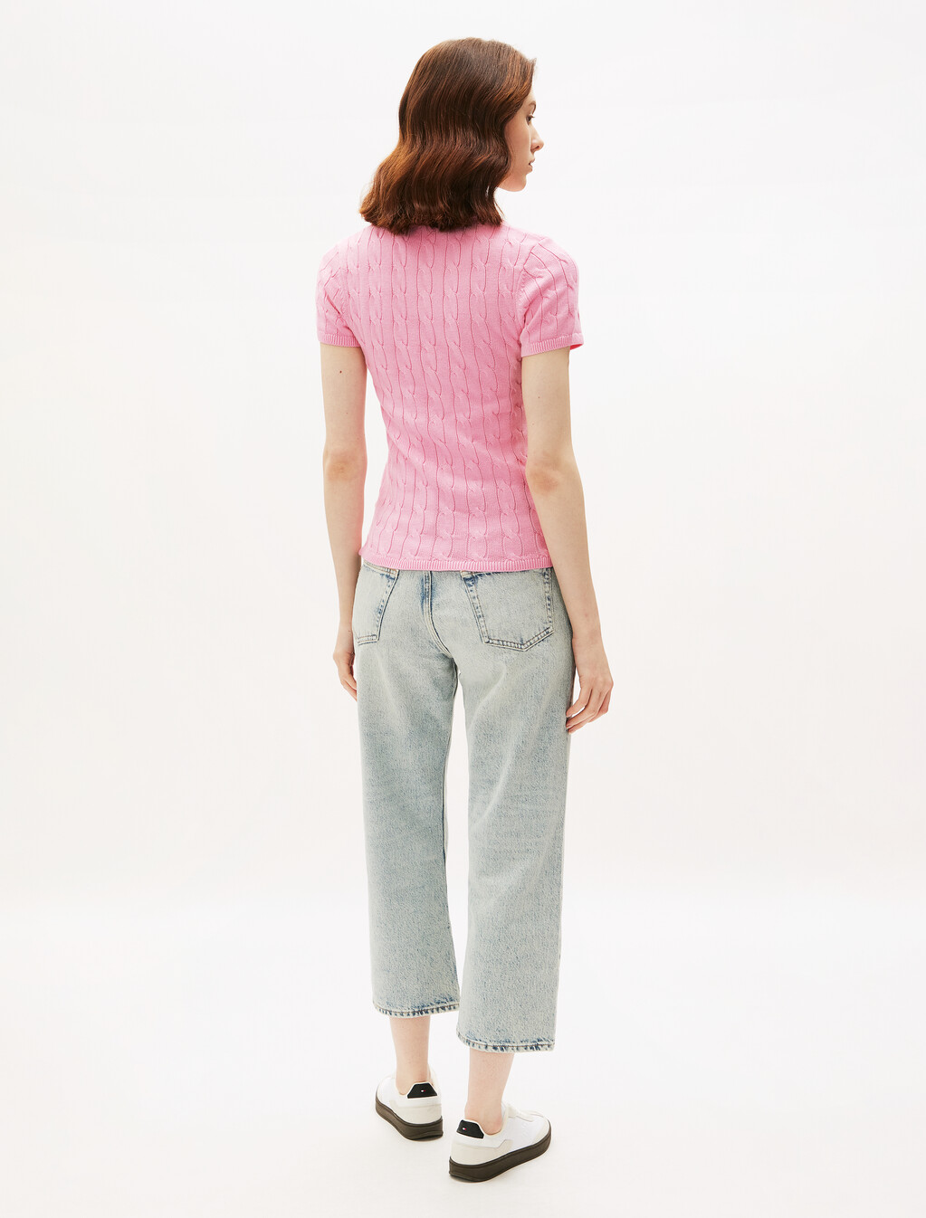 Asia Fit Cable Knit Slim Polo, Classic Pink, hi-res