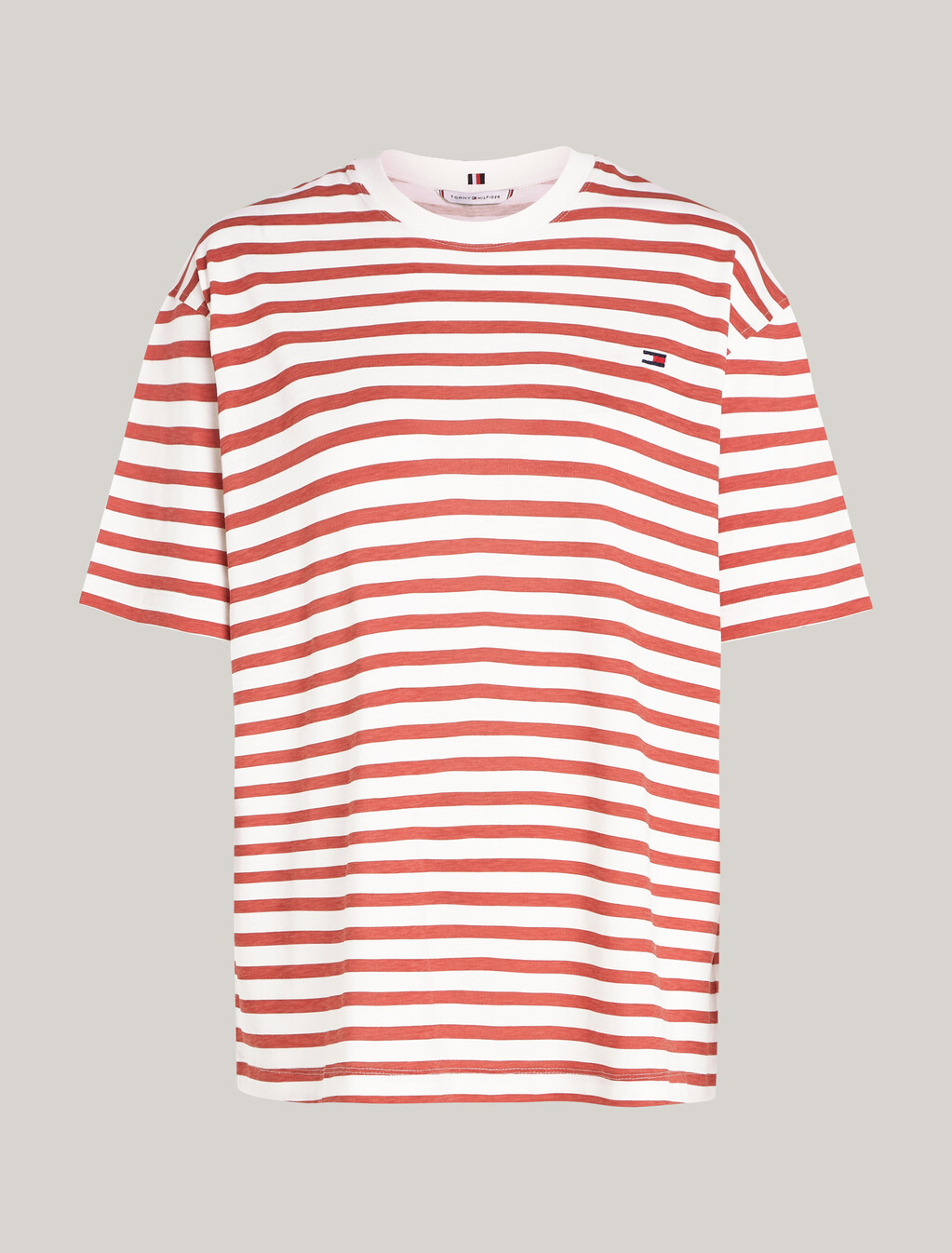 Stripe Relaxed Fit T-Shirt, Reg Stp Ancient White/ Terra Red, hi-res