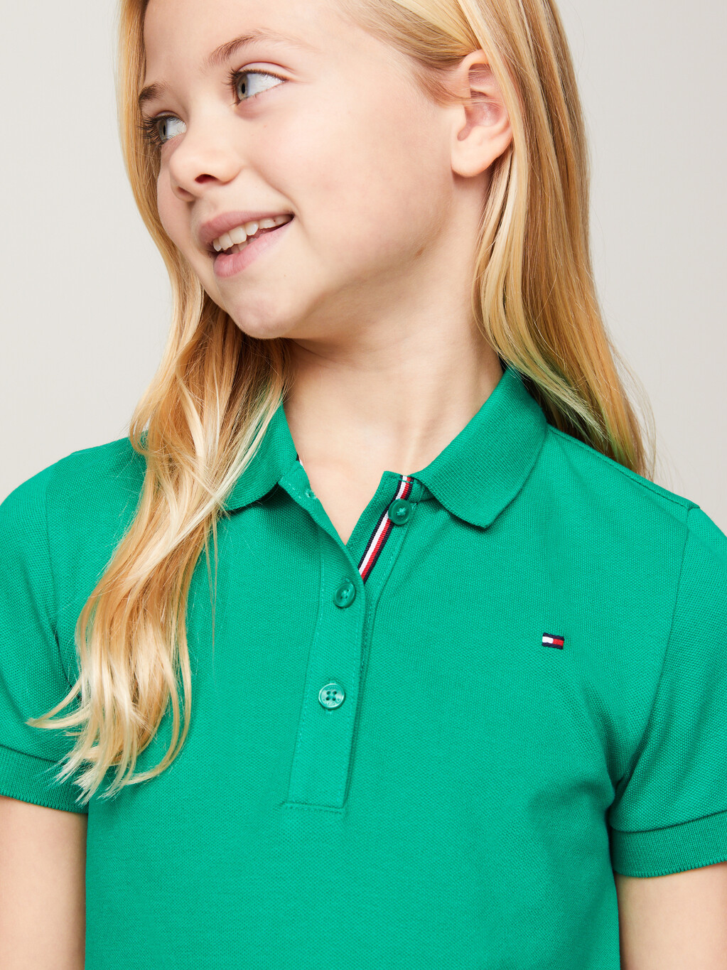 Essential Stripe Polo Dress, Olympic Green, hi-res
