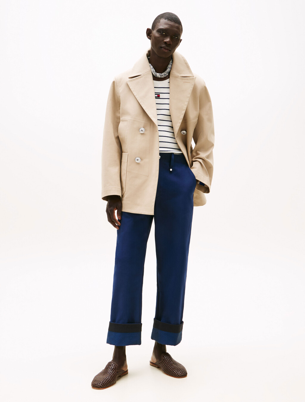 The Runway Collection Oversized Cropped Chinos, Carbon Navy, hi-res