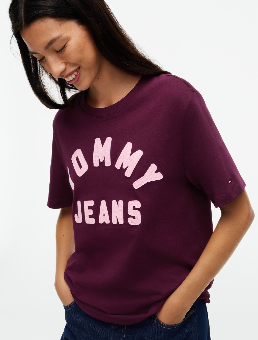 Textured Logo Relaxed Jersey T-Shirt, Calypso Berry, hi-res