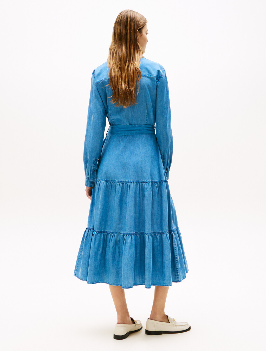 Chambray Midi Dress, Med Wash Chambray, hi-res