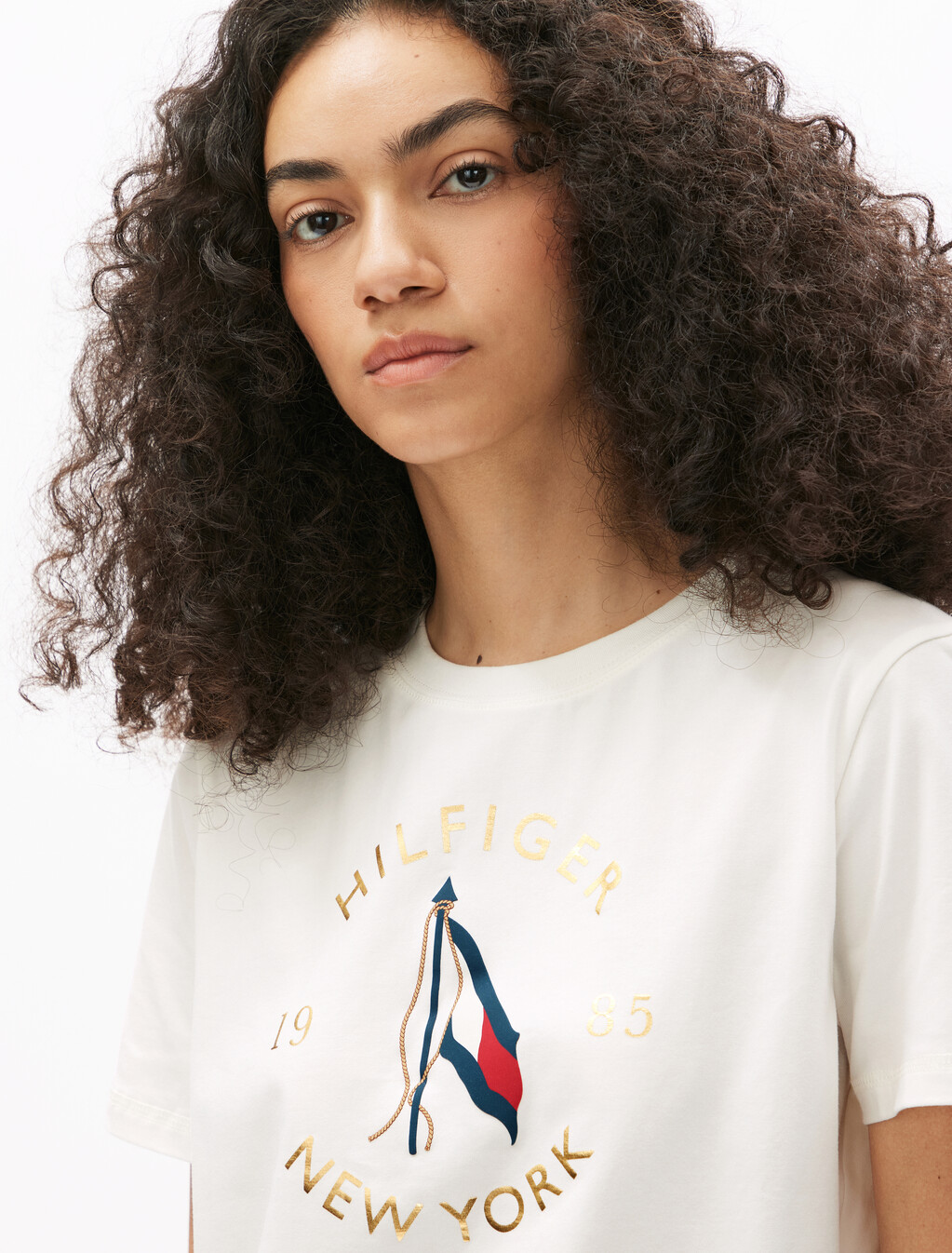 Motion Flag Print T-Shirt, Ecru, hi-res